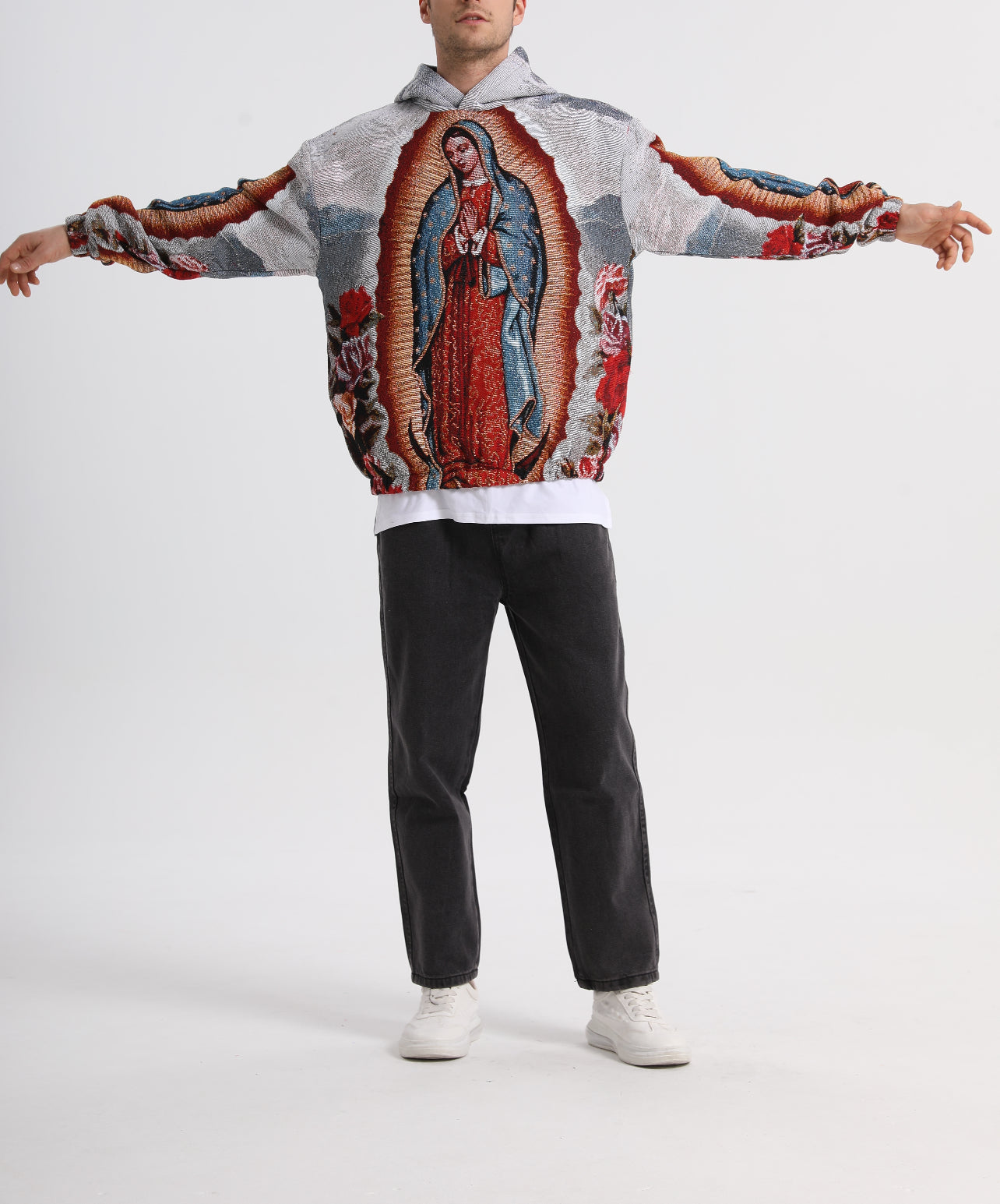 "OUR LADY OF GUADALUPE" TAPESTRY JACQUARD FABRIC PULLOVER HOODIE - nickscacchetti