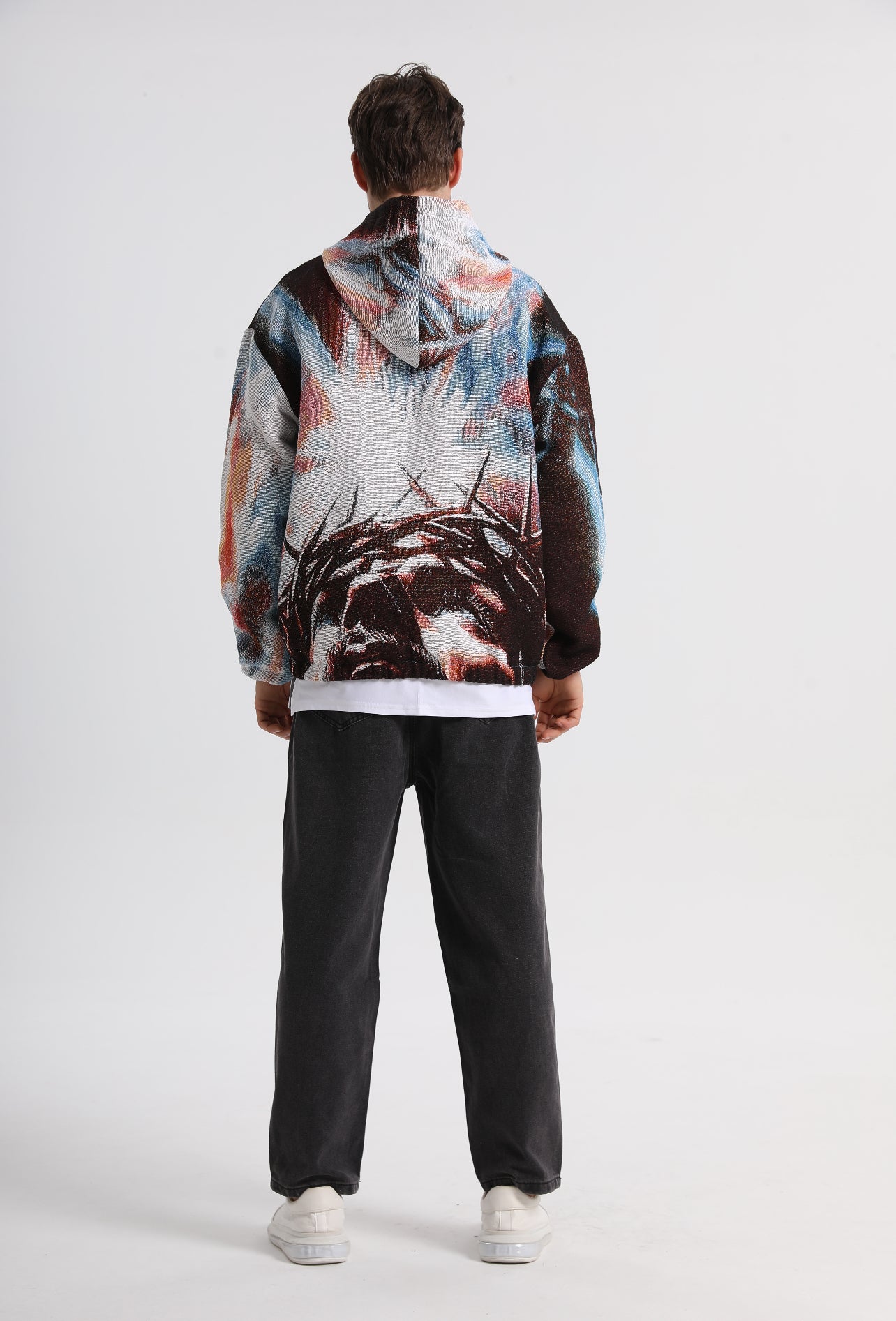 "CROWNED IN LIGHT" TAPESTRY JACQUARD FABRIC PULLOVER HOODIE - nickscacchetti