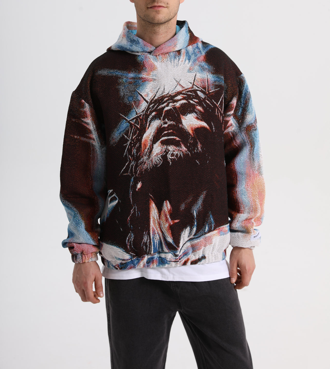 "CROWNED IN LIGHT" TAPESTRY JACQUARD FABRIC PULLOVER HOODIE - nickscacchetti