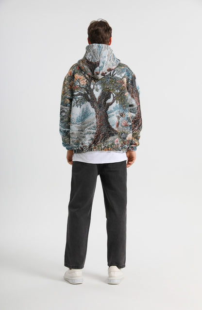 "GARDEN OF EDEN" TAPESTRY JACQUARD FABRIC PULLOVER HOODIE