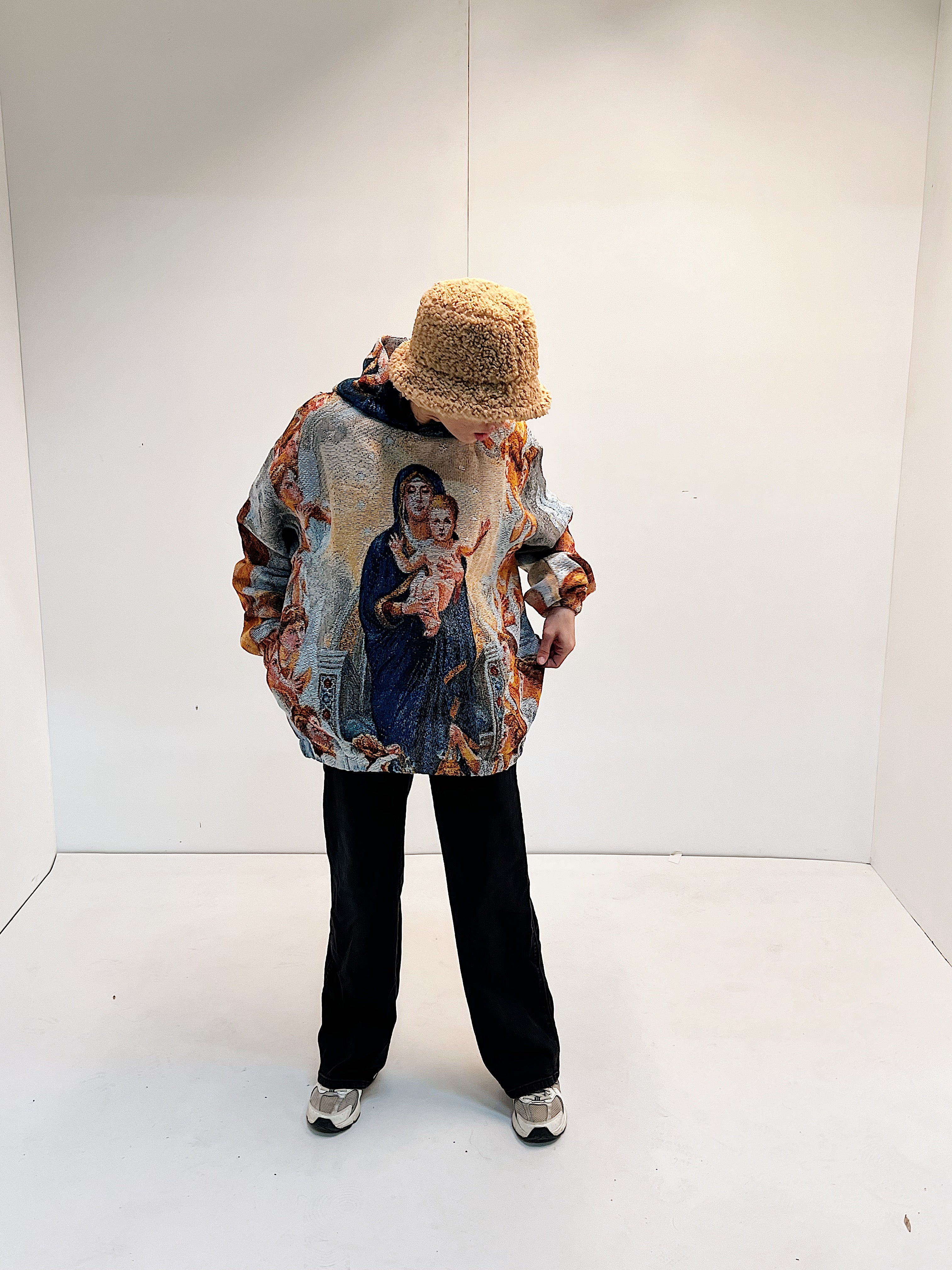 "VIRGIN MARY" TAPESTRY JACQUARD FABRIC PULLOVER HOODIE - nickscacchetti
