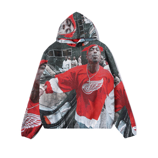 "TUPAC” TAPESTRY JACQUARD FABRIC PULLOVER HOODIE - nickscacchetti