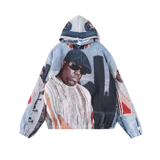 "BIGGIE" TAPESTRY JACQUARD FABRIC PULLOVER HOODIE - nickscacchetti