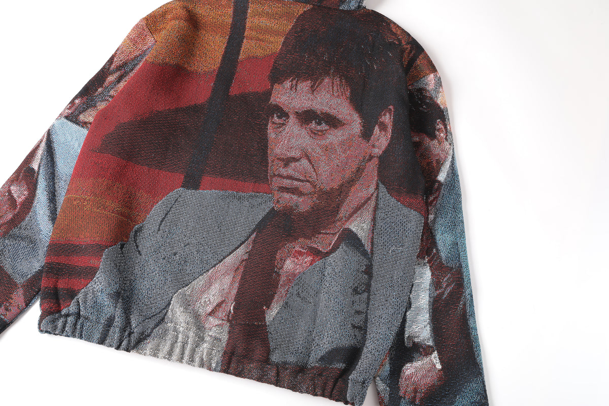 "SCARFACE" TAPESTRY JACQUARD FABRIC PULLOVER HOODIE - nickscacchetti