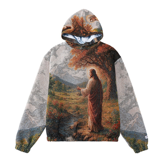 "HEAVENS MEADOW" TAPESTRY JACQUARD FABRIC PULLOVER HOODIE