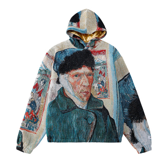 "VAN GOGH SELF PORTRAIT" TAPESTRY JACQUARD FABRIC PULLOVER HOODIE