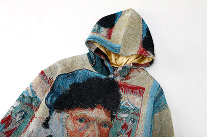 "VAN GOGH SELF PORTRAIT" TAPESTRY JACQUARD FABRIC PULLOVER HOODIE