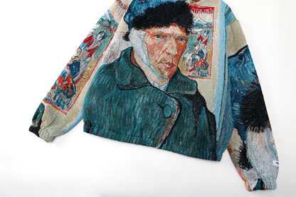 "VAN GOGH SELF PORTRAIT" TAPESTRY JACQUARD FABRIC PULLOVER HOODIE