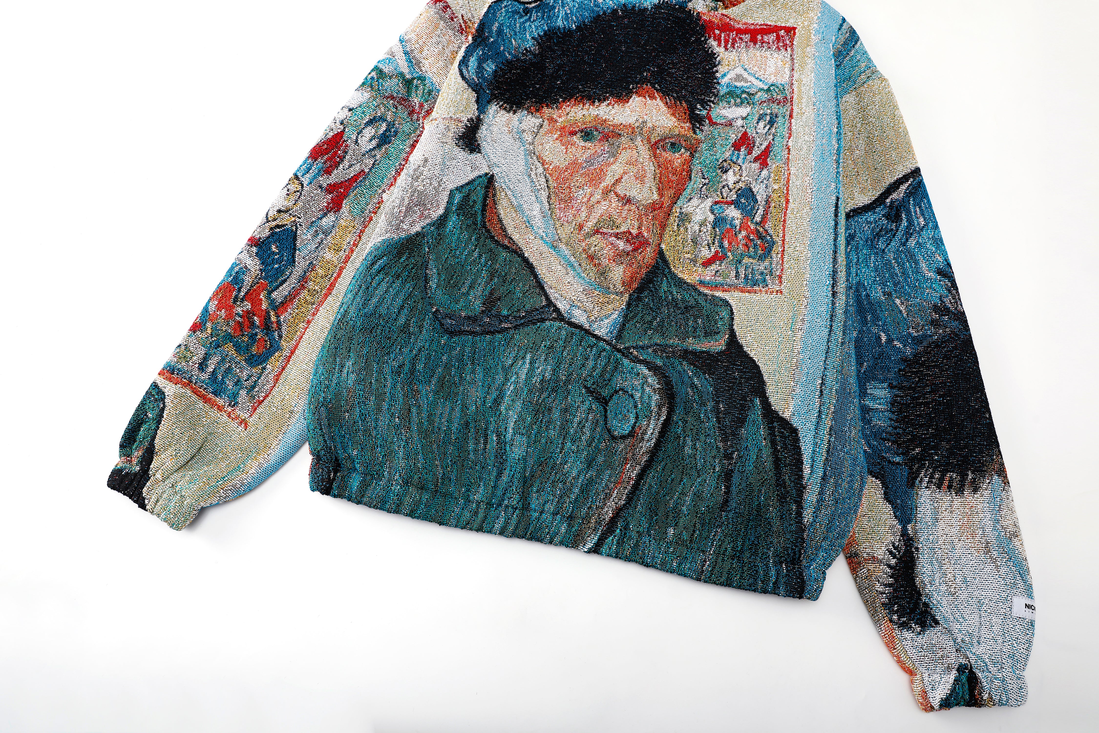 "VAN GOGH SELF PORTRAIT" TAPESTRY JACQUARD FABRIC PULLOVER HOODIE - nickscacchetti