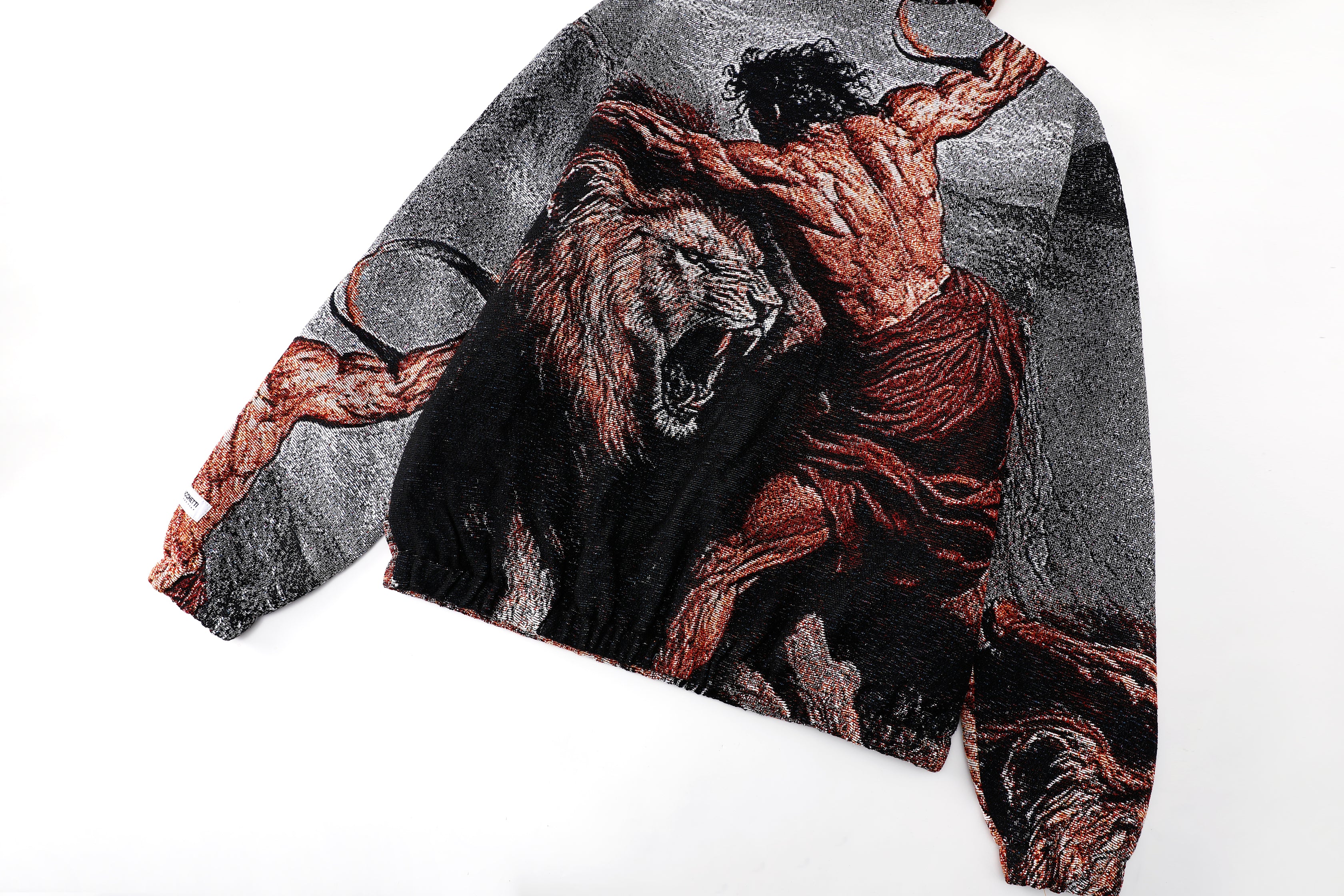 "SAMSON SLAYING THE LION" TAPESTRY JACQUARD FABRIC PULLOVER HOODIE - nickscacchetti