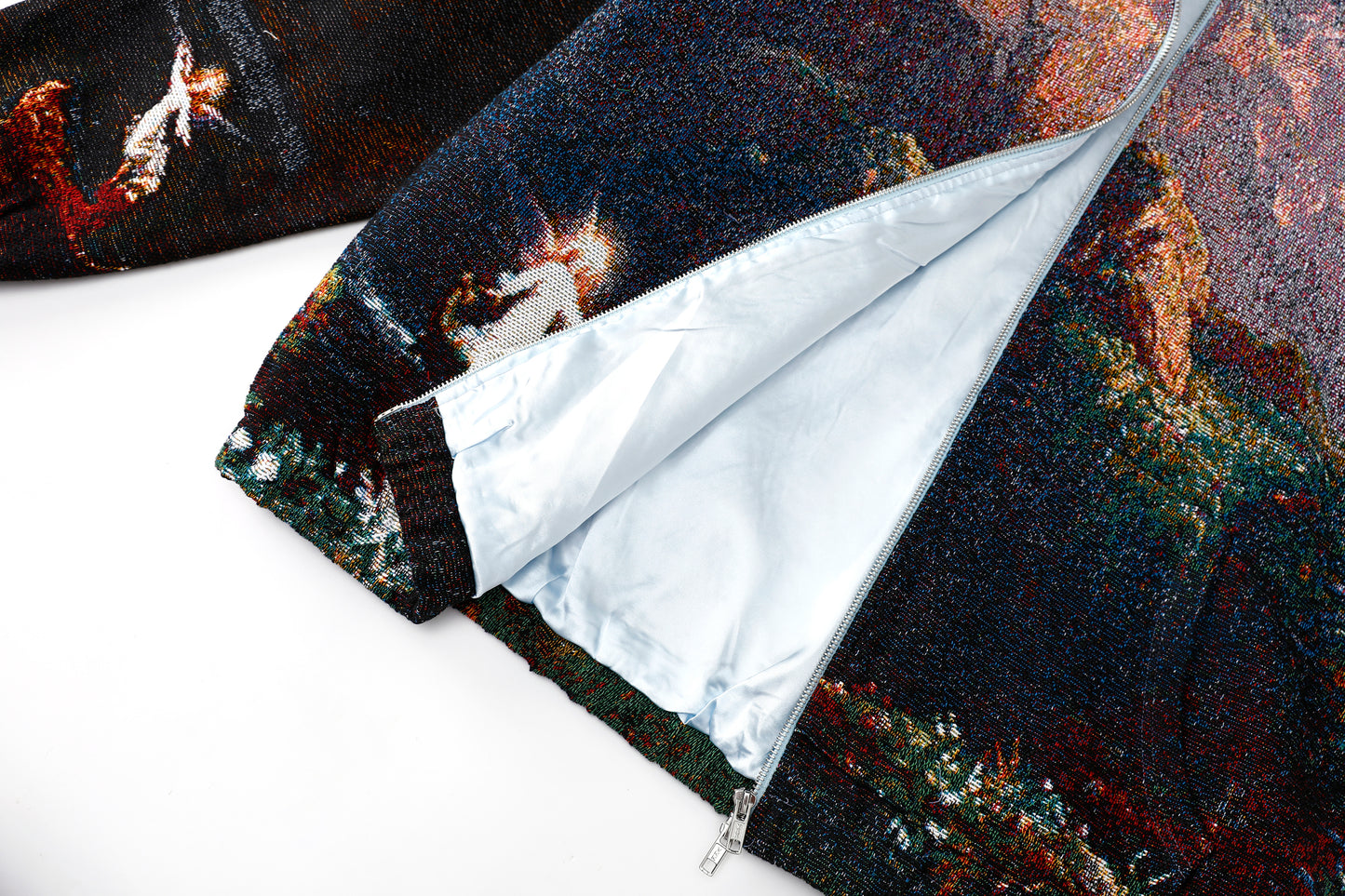 "VOYAGE OF LIFE" TAPESTRY JACQUARD FABRIC DOUBLE-ZIP HOODIE