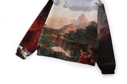 "VOYAGE OF LIFE" TAPESTRY JACQUARD FABRIC DOUBLE-ZIP HOODIE