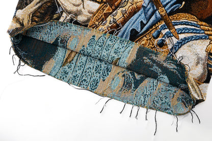 "ST. GEORGE" TAPESTRY JACQUARD FABRIC FRAYED SWEATER