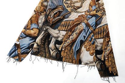 "ST. GEORGE" TAPESTRY JACQUARD FABRIC FRAYED SWEATER