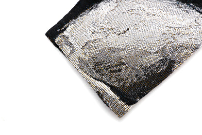 "SKULL OF A SKELETON WITH A BURNING CIGARETTE" TAPESTRY JACQUARD FABRIC ZIP-UP SHIRT