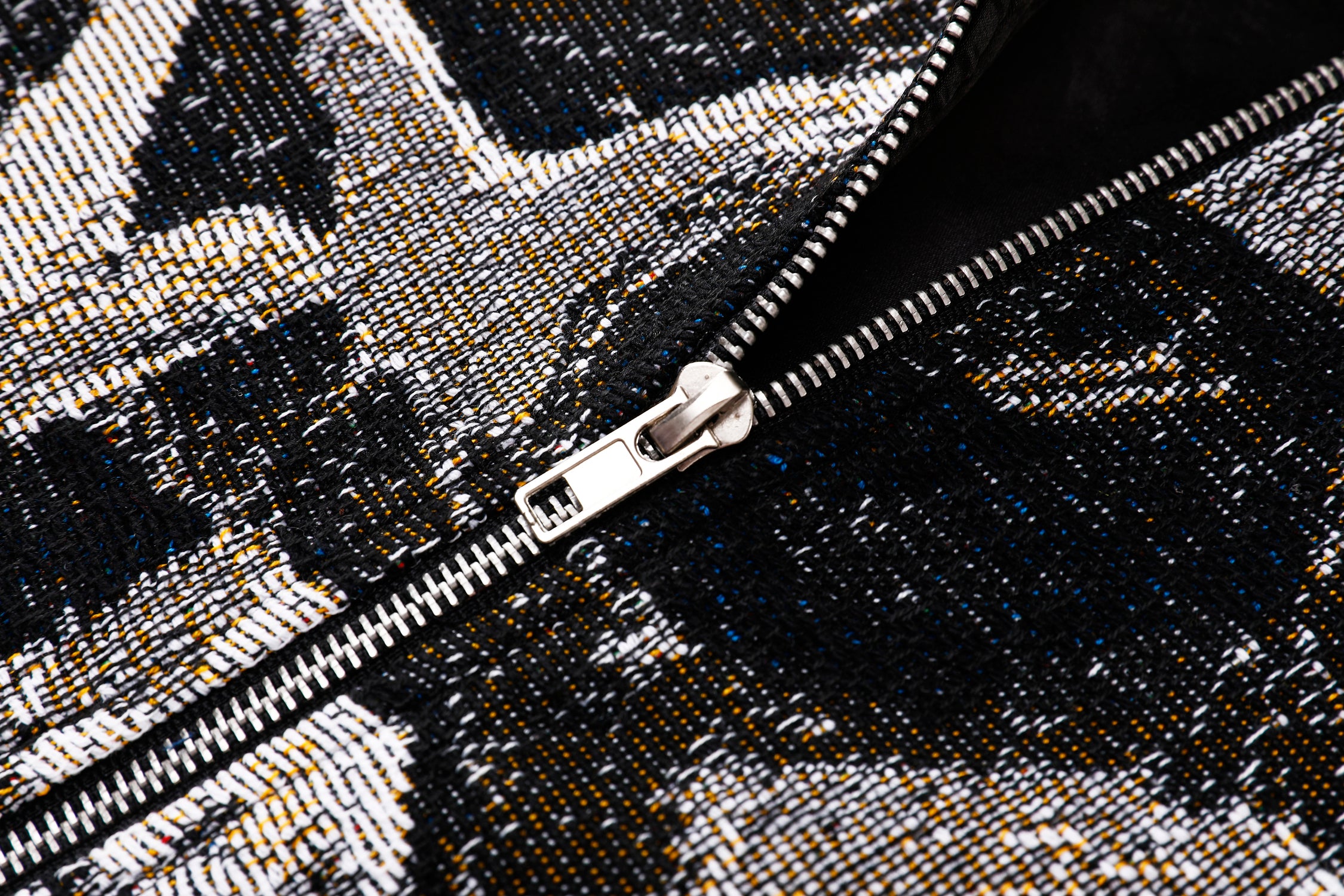 "SKULL OF A SKELETON WITH A BURNING CIGARETTE" TAPESTRY JACQUARD FABRIC ZIP-UP SHIRT - nickscacchetti