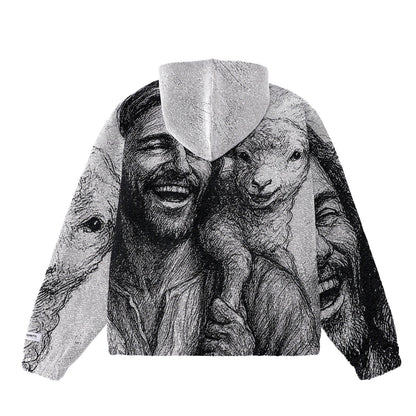 "SHEPARD OF JOY" TAPESTRY JACQUARD FABRIC PULLOVER HOODIE