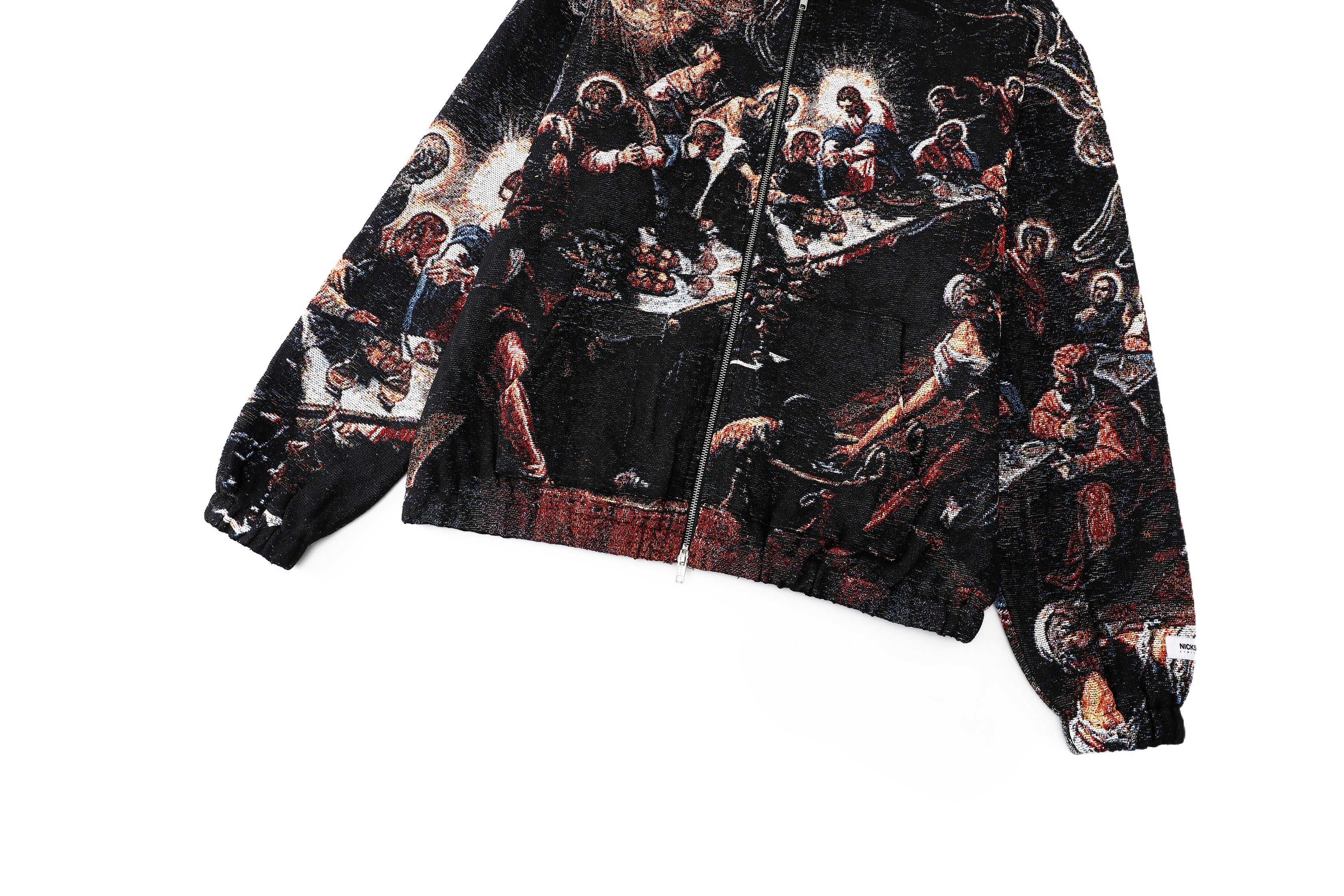 "TINTORETTO'S LAST SUPPER" TAPESTRY JACQUARD FABRIC DOUBLE-ZIP HOODIE - nickscacchetti