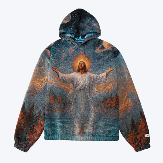 "HEAVEN & EARTH" TAPESTRY JACQUARD FABRIC PULLOVER HOODIE