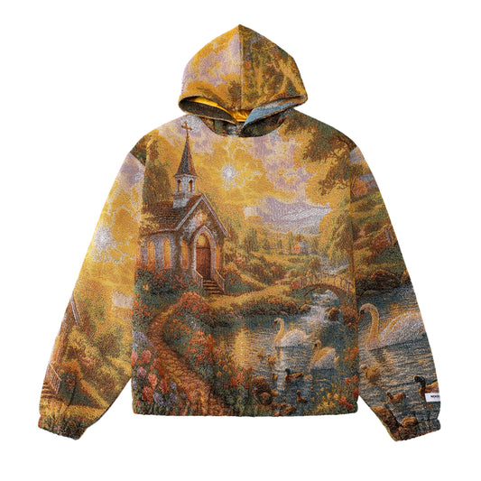 "CHAPEL DREAMS" TAPESTRY JACQUARD FABRIC PULLOVER HOODIE