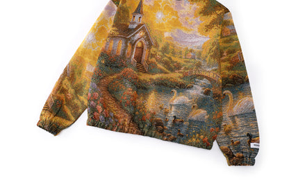"CHAPEL DREAMS" TAPESTRY JACQUARD FABRIC PULLOVER HOODIE