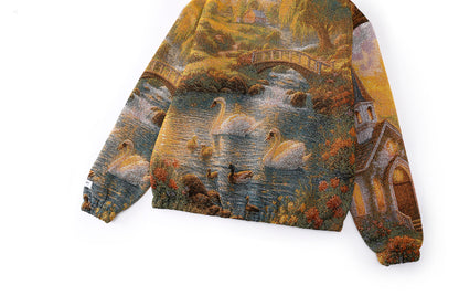 "CHAPEL DREAMS" TAPESTRY JACQUARD FABRIC PULLOVER HOODIE