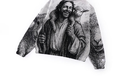 "SHEPARD OF JOY" TAPESTRY JACQUARD FABRIC PULLOVER HOODIE