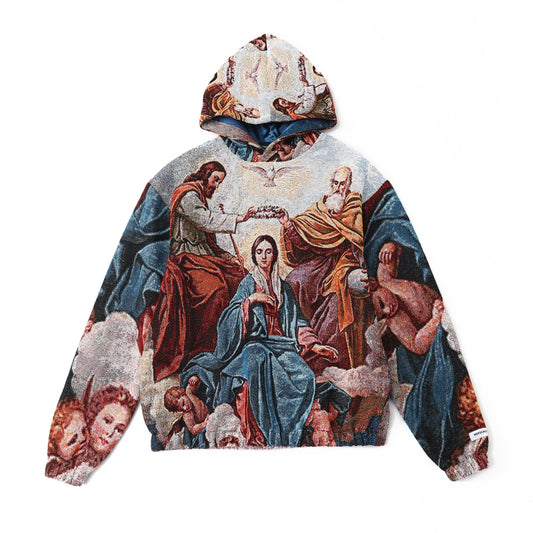 "CORONATION OF THE VIRGIN MARY" TAPESTRY JACQUARD FABRIC PULLOVER HOODIE